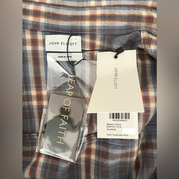 NEW Large John Elliott Hemi Oversized Weston Check Button Down Flannel Shirt - Picture 3 of 7